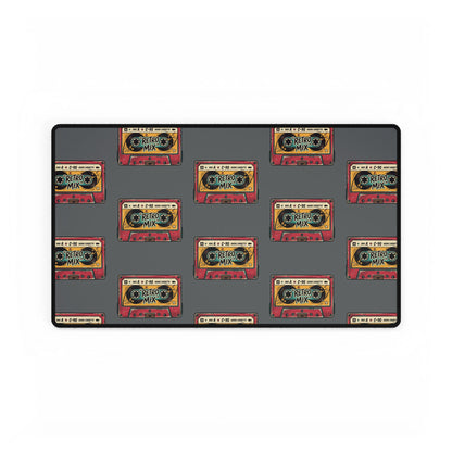 Retro Cassette Desk Mat — Vintage Mixtape Pattern Gaming/Office Desk Pad