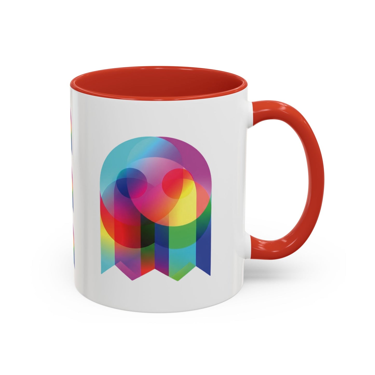 Rainbow Geometric Ghost Coffee Mug – Colorful Retro Pop Art Accent Mug (11/15oz)