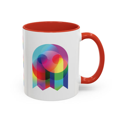Rainbow Geometric Ghost Coffee Mug – Colorful Retro Pop Art Accent Mug (11/15oz)