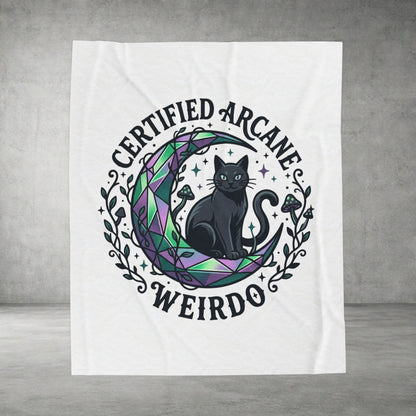 Certified Arcane Weirdo Velveteen Plush Blanket | witchy goblincore, celestial crystals