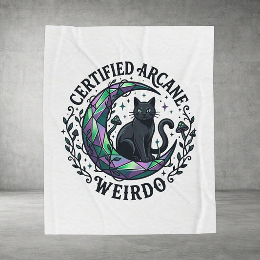 Certified Arcane Weirdo Velveteen Plush Blanket | witchy goblincore, celestial crystals