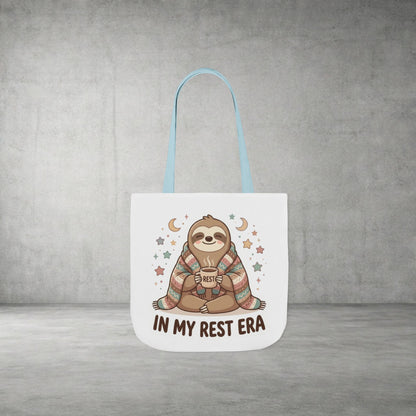 Tote Bag — 'In My Rest Era' Cute Sloth Canvas Tote for Cozy Self-Care Gifts