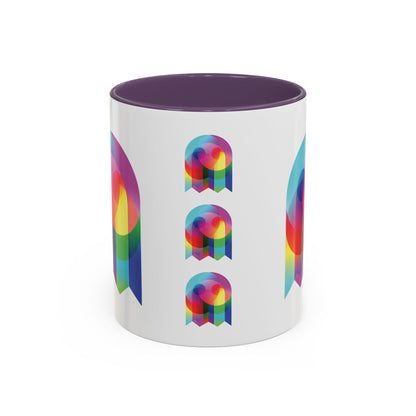 Rainbow Geometric Ghost Coffee Mug – Colorful Retro Pop Art Accent Mug (11/15oz)