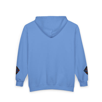 A Blue Ember Creative Diamond Zip Hoodie – Small Card Graphic