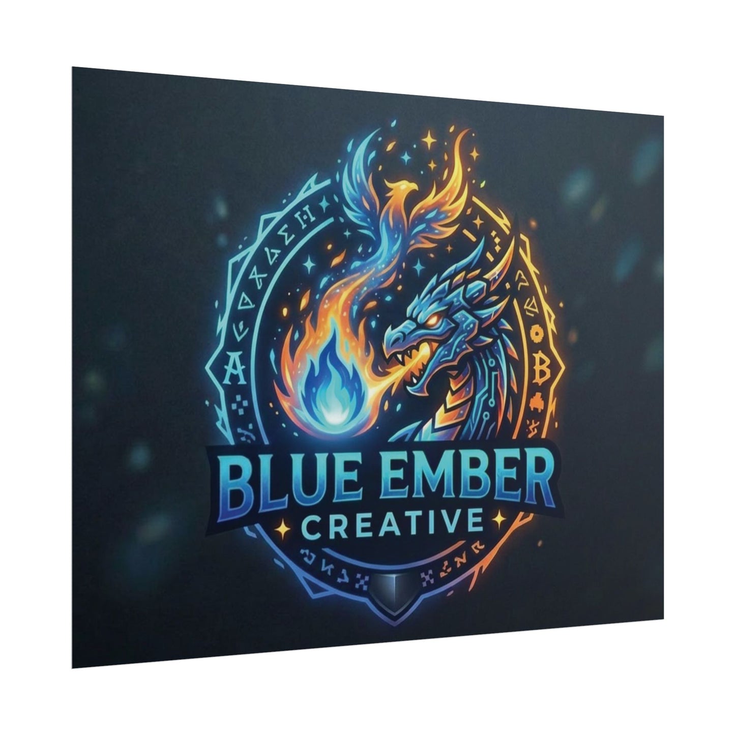 A Blue Ember Creative - Rolled Poster — Blue Ember Creative Dragon Logo Art