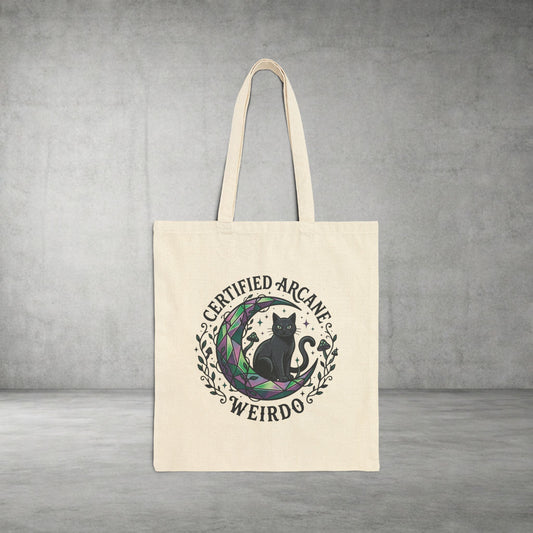 Certified Arcane Weirdo Tote | witchy goblincore chaos energy, celestial crystals