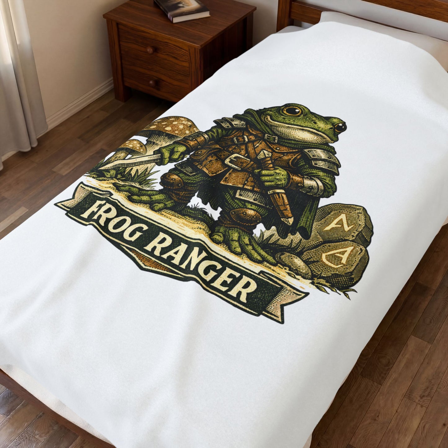 Frog Ranger Plush Blanket — Velveteen Cozy Fantasy Throw