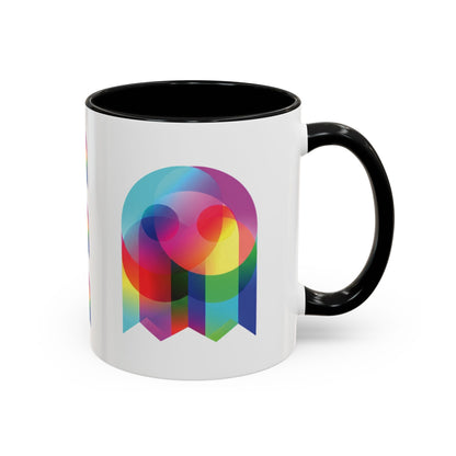 Rainbow Geometric Ghost Coffee Mug – Colorful Retro Pop Art Accent Mug (11/15oz)
