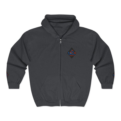 A Blue Ember Creative Diamond Zip Hoodie – Small Card Graphic