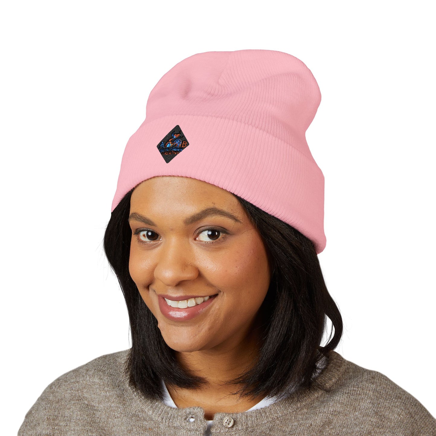 A Blue Ember Creative - Embroidered Diamond Cuffed Beanie