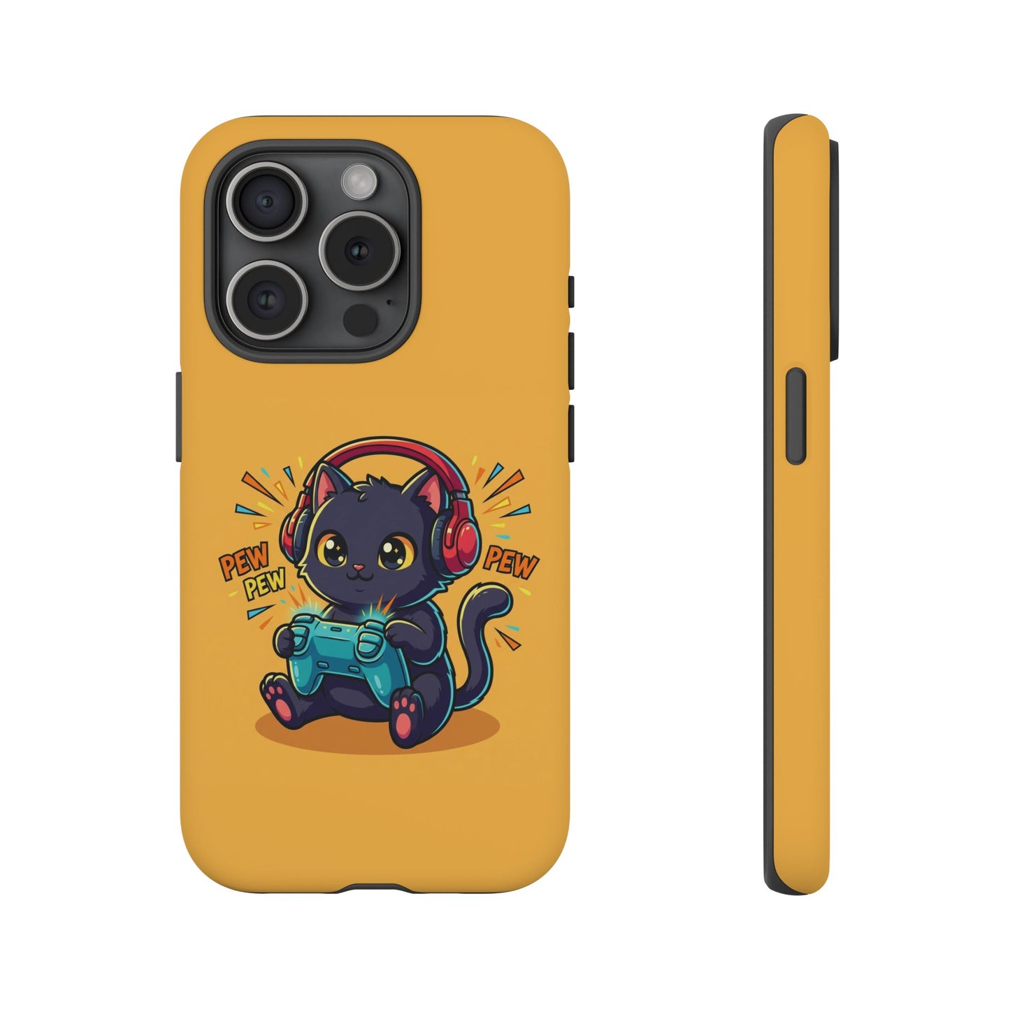 Cute Gamer Cat Phone Case - 'Pew Pew' Controller Design