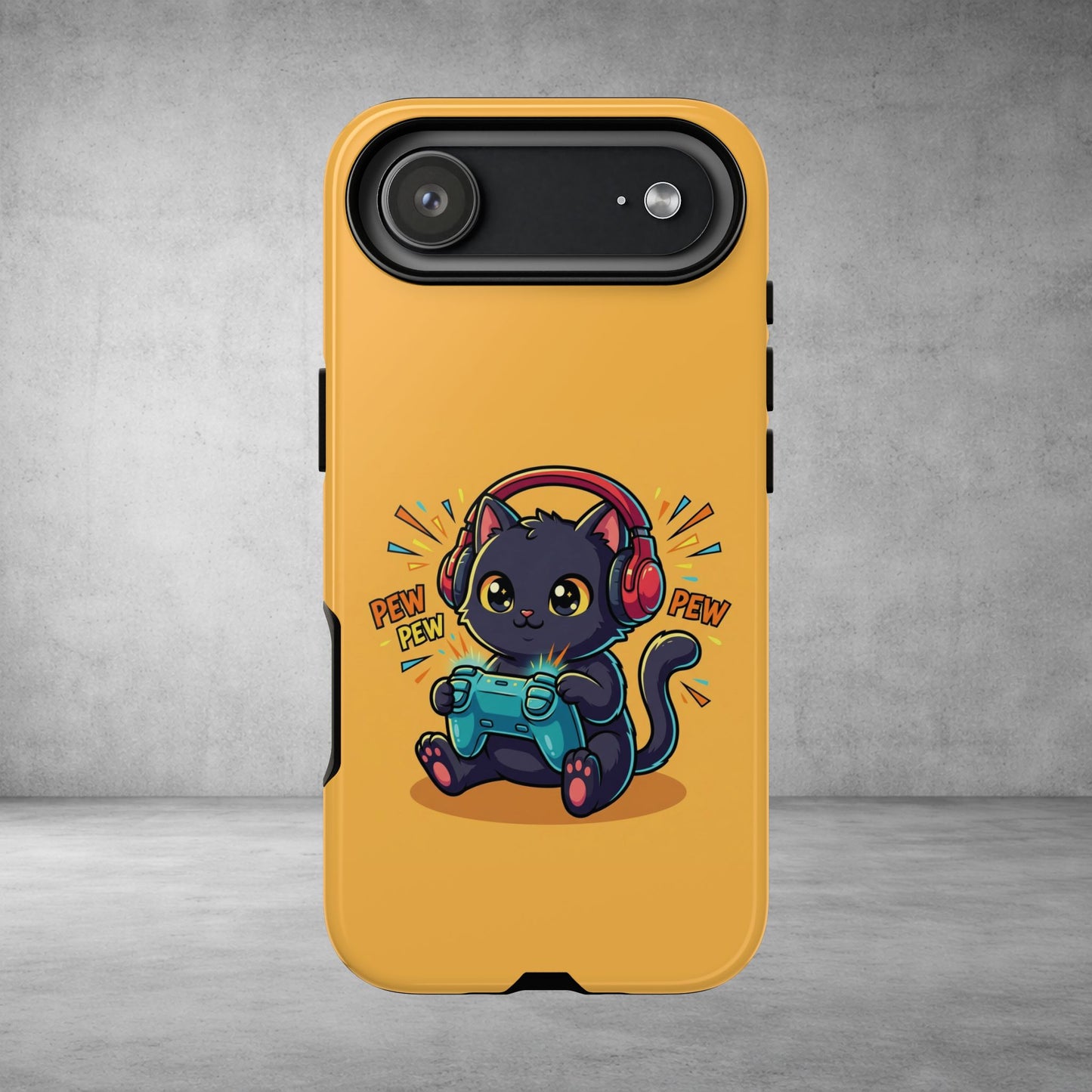 Cute Gamer Cat Phone Case - 'Pew Pew' Controller Design