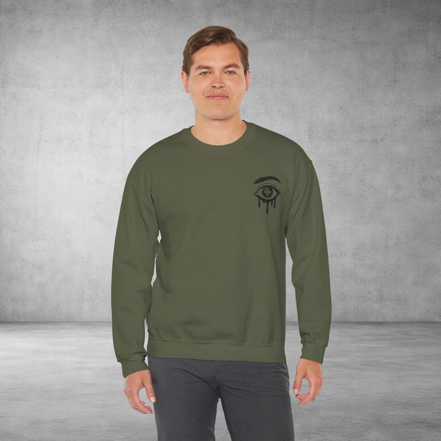Crewneck Sweatshirt — 'Wake Yo Game Up, Let’s Game' Dripping Eye Gamer Design