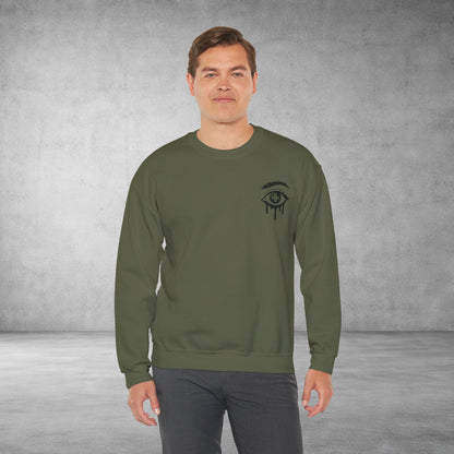 Crewneck Sweatshirt — 'Wake Yo Game Up, Let’s Game' Dripping Eye Gamer Design