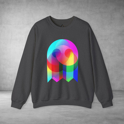 Crewneck Sweatshirt — Colourful Overlap Ghost Art Graphic