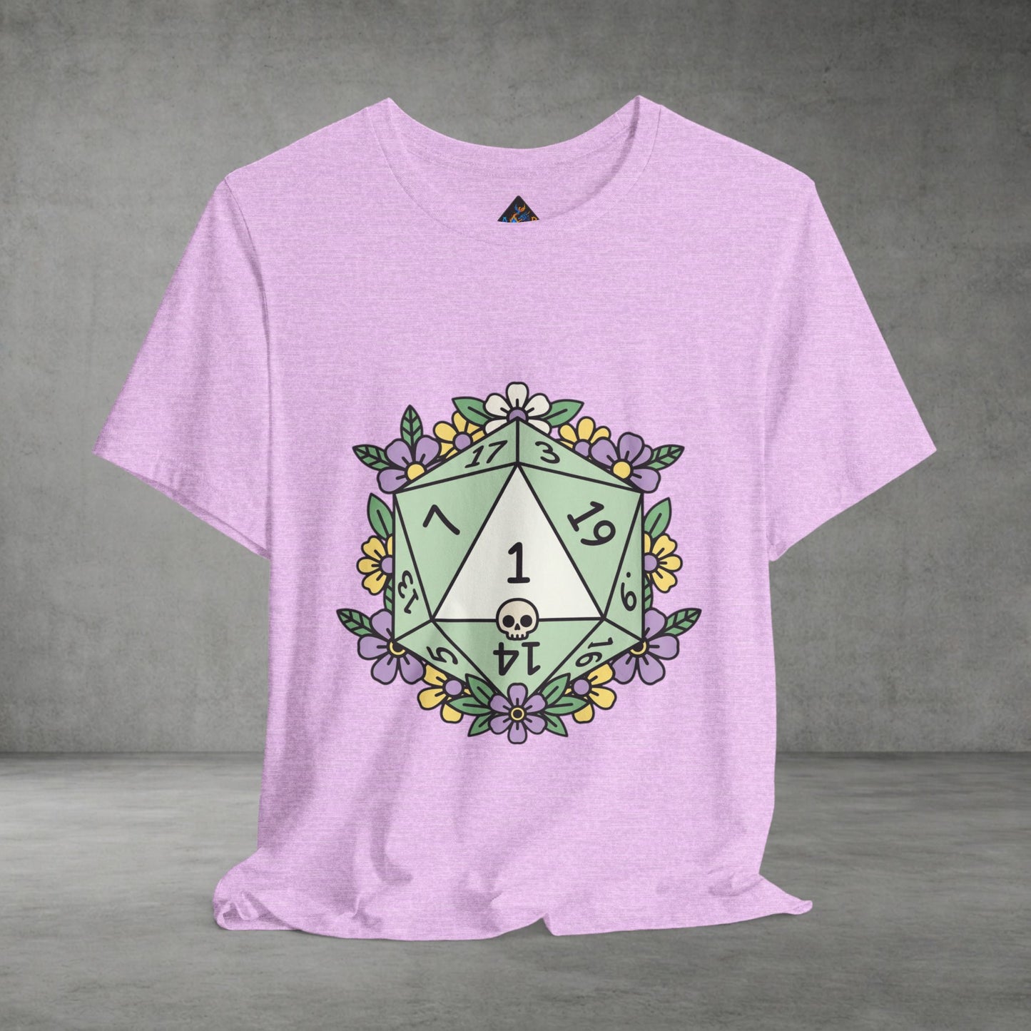 D20 Floral Dice Tee — Pastel RPG Gamer T-Shirt