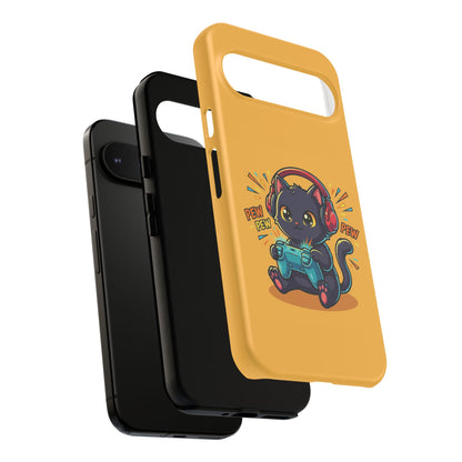 Cute Gamer Cat Phone Case - 'Pew Pew' Controller Design