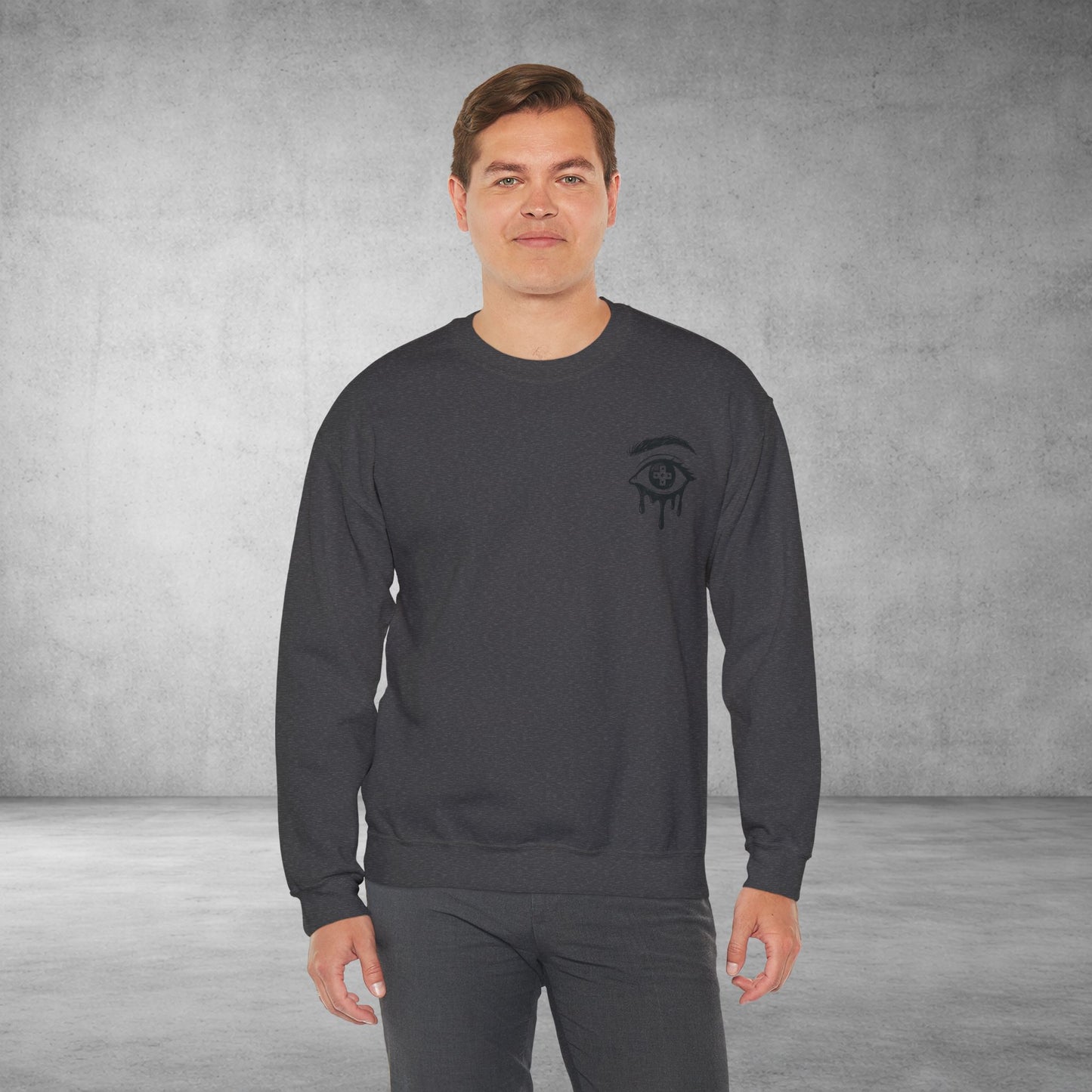 Crewneck Sweatshirt — 'Wake Yo Game Up, Let’s Game' Dripping Eye Gamer Design